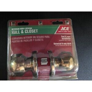 NEW Interior Non-Locking Hall & Closet Door Knob Antique Brass